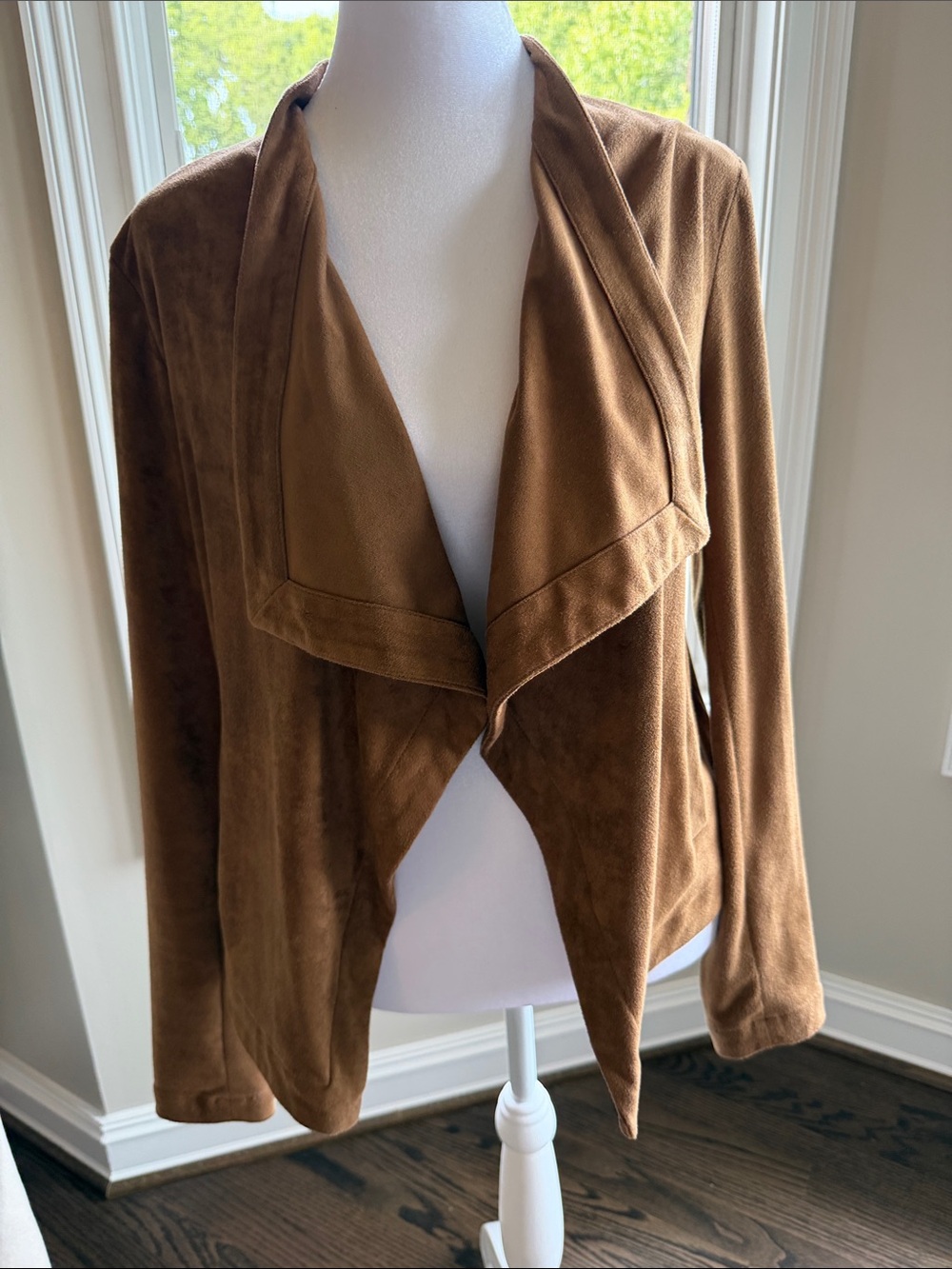 BB Dakota Faux Suede Draped Open-Front Jacket - Brown
